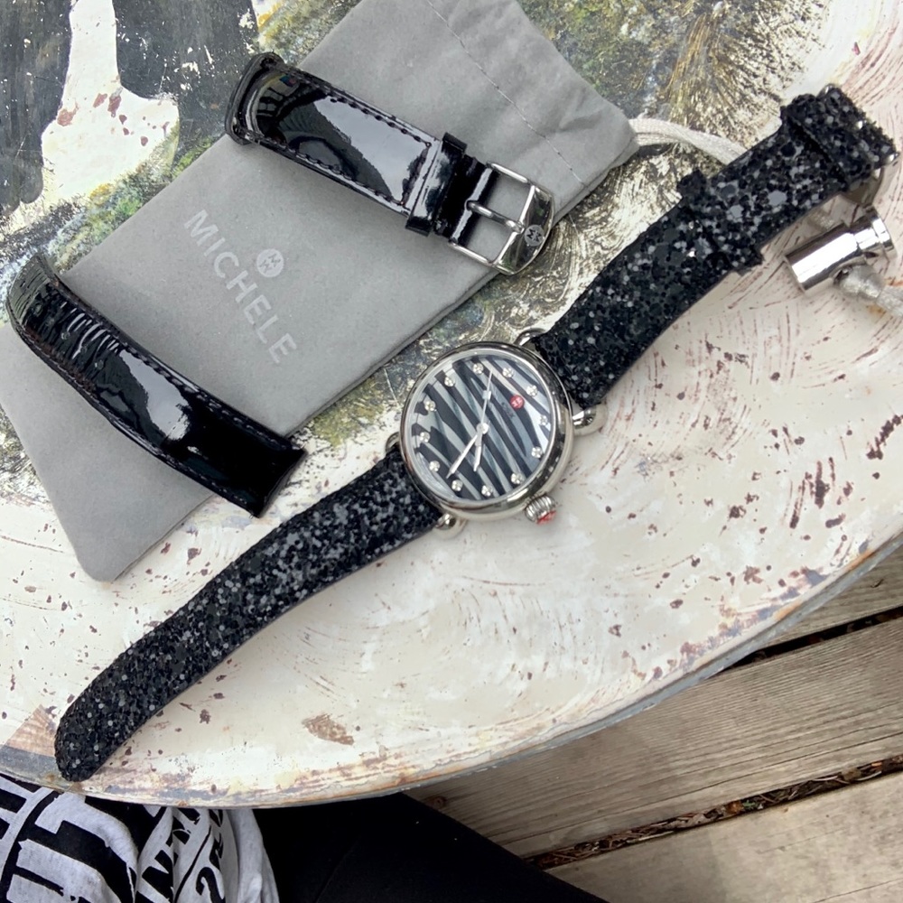 Michele 12 diamond watch new battery upgraded band
